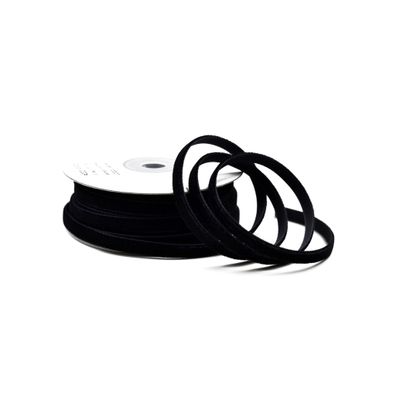 Samtband 6mm x 10m Rolle Schwarz