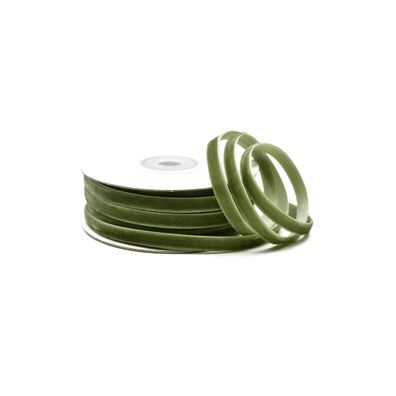 Samtband 6mm x 10m Rolle Moosgrün