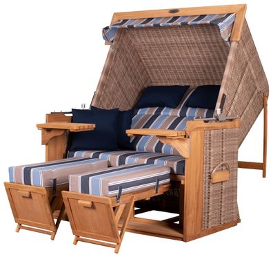 Strandkorb deVries PURE® Friesland Sylt XL - PE white kubu - Dessin 237 - inkl