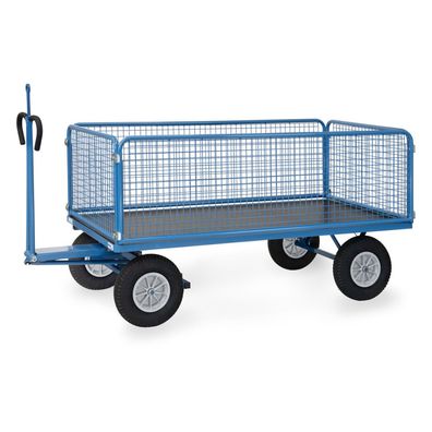 Fetra Handpritschenwagen mit Zugoese, Drahtgitterwaenden und Polyurethanbereifung, 1