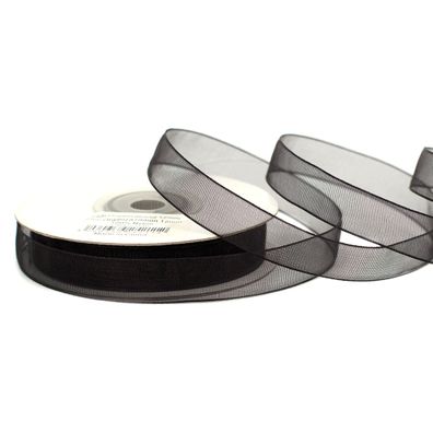 Organzaband 12mm x 25m Rolle Schwarz