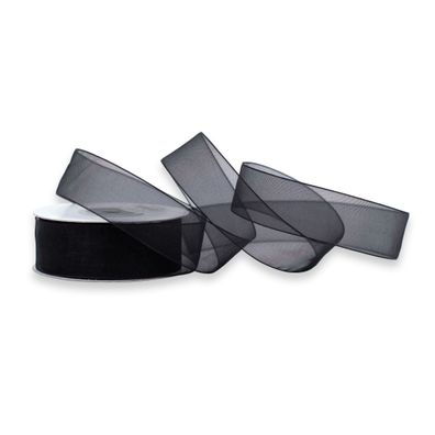 Organzaband 25mm x 25m Rolle Schwarz