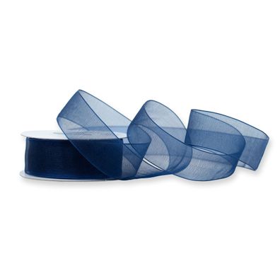 Organzaband 25mm x 25m Rolle Dunkelblau