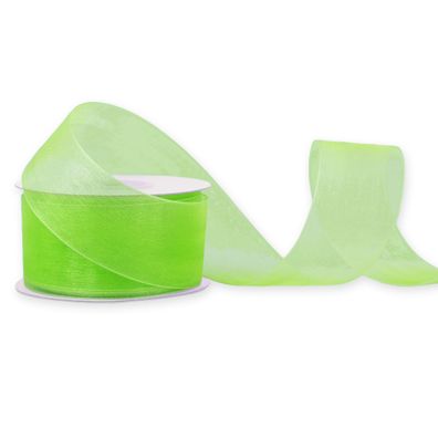 Organzaband 38mm x 25m Rolle Hellgrün / Maigrün