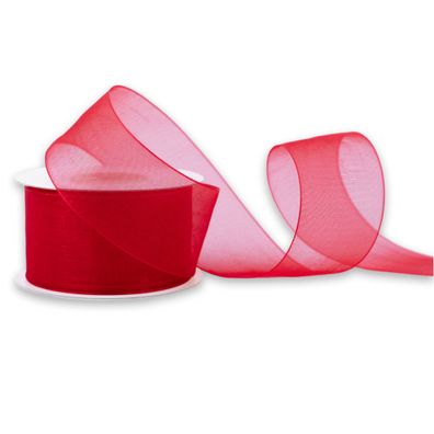 Organzaband 38mm x 25m Rolle Rot