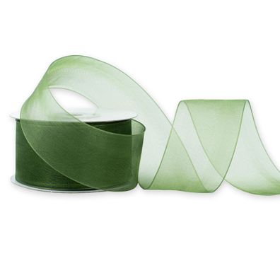 Organzaband 38mm x 25m Rolle Olivgrün