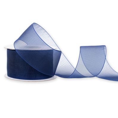 Organzaband 38mm x 25m Rolle Dunkelblau