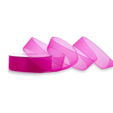 Organzaband 25mm x 25m Rolle Fuchsia