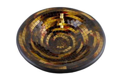 Glas-Mosaik-Schale mit hintermalten Glassteinen belegt - Dekoschale 37 cm