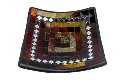 Glas-Mosaik-Schale mit hintermalten Glassteinen, Dekoschale 16 cm versch. Farben