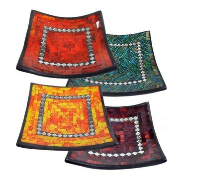 Glas-Mosaik-Schale mit hintermalten Glassteinen belegt - Dekoschale 25 cm