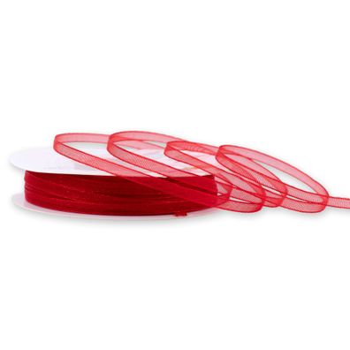 Organzaband 3mm x 50m Rolle Rot