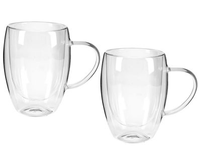 Axentia Teeglas 2er-Set doppelwandig mit Henkel Trinkgläser isoliert Trinkglas Glas