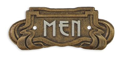 Eine Schild Plakette aus Gusseisen mit der Aufschrift „Men“ Replikat Retro Design Dek