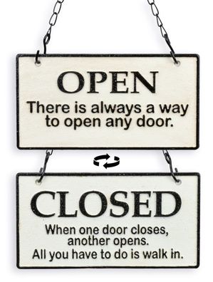 Doppelseitiges Schild aus Gusseisen "open" und "closed" Replikat Retro Design Dekorat