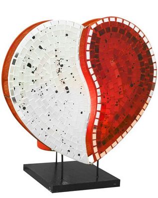Tischlampe HEART, rot oder schwarz, rund, 30 cm Durchmesser, Tischleuchte
