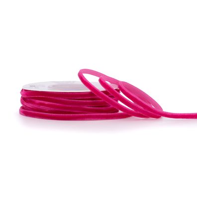 Samtband 3mm x 10m Rolle Fuchsia / Pink