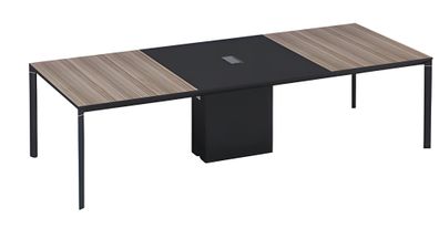 Konferenztisch Groß Holzoptik Braun Schwarz Mit Kabeldurchlass Besprechungstisch