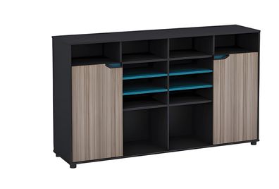Sideboard Groß Holzoptik Braun Schwarz Modern Regale Türen Ablagen Türkis