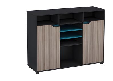 Sideboard Holzoptik Schwarz Braun Modern Design Mit Türen Regaleinlagen Blau