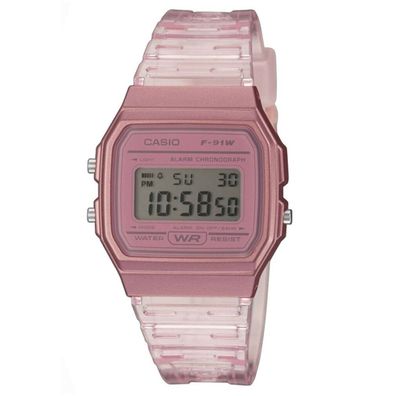 Casio Damen Digital Quarz Uhr mit Resin Armband F-91WS-4EF, Rosa