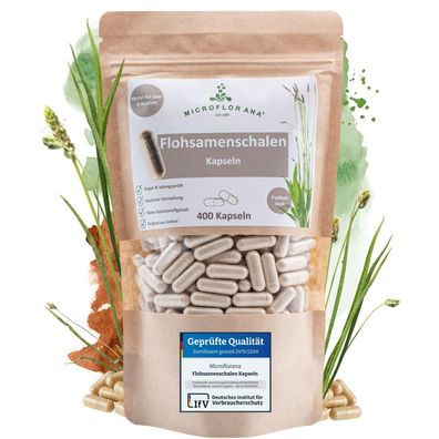 MICROFLORANA® - 400 vegane Flohsamenschalen Kapseln - Ballaststoffe & Verdauung