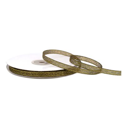 Glitzerband 6mm x 32m Rolle Braun / Gold