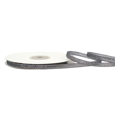 Glitzerband 6mm x 32m Rolle Schwarz / Silber