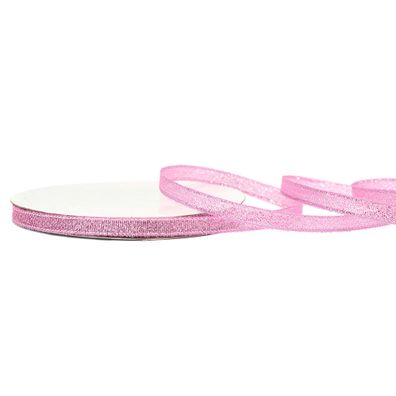 Glitzerband 6mm x 32m Roll Rosa / Silber