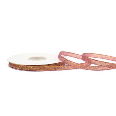 Glitzerband 6mm x 32m Rolle Rot / Gold