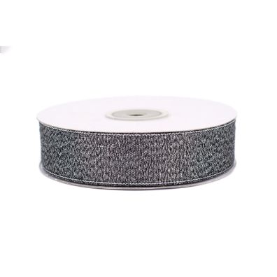 Glitzerband 25mm x 32m Rolle Schwarz Silber