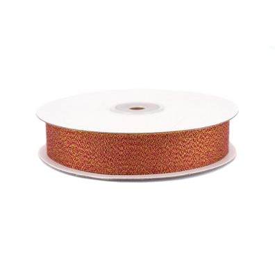Glitzerband 25mm x 32m Rolle Rot / Gold
