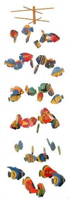 Mobile Verschiedene FISCHE 50-teilig, aus Albesia-Holz, Windspiel