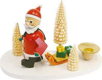 Richard Glaesser Kerzenhalter Weihnachtsmann mit Schlitten aus Seiffen im Erzgebirge