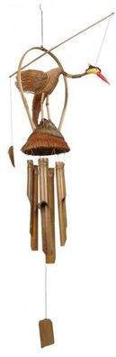 Windspiel Vogel COCOS, natur, groß aus Holz, ca. 30 cm hoch und 30 cm breit