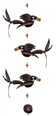 Windspiel Mobile 3 Vögel aus Holz, Länge ca. 81 cm