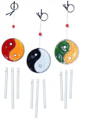 Suncatcher Ying Yang mit Windspiel, 3er Set, Durchmesser ca. 5 cm
