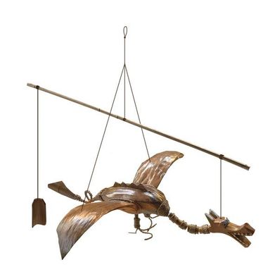 Windspiel Drache aus Kokosnuss, handgefertigt, ca. 70 x 44 x 40 cm, Gartendekoration