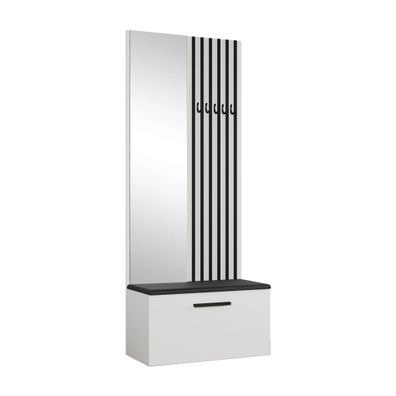 AX LIVING Kleiderschrank mit Spiegel Rosanno II - 80,6 cm Weiß JS100