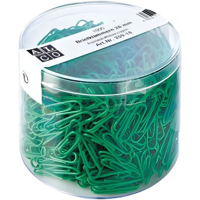 Alco Briefklammer Metall kunststoffüberz 26mm dunkelgrün 1000 Stück