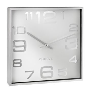 Alco Wanduhr Kunststoff 283x41x283mm Ziffernblatt weiß Rahmen silber