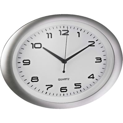 Alco Wanduhr Kunststoff 400x55x300mm Ziffernblatt weiß Rahmen silber