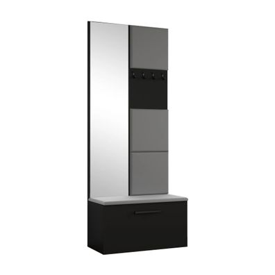 AX LIVING Kleiderschrank mit Spiegel Rosanno III 80,6 cm Schwarz JS90