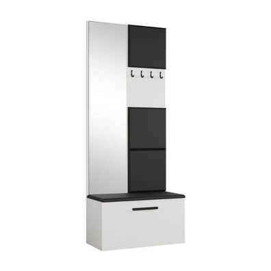 AX LIVING Kleiderschrank mit Spiegel Rosanno III - 80,6 cm Weiß JS100