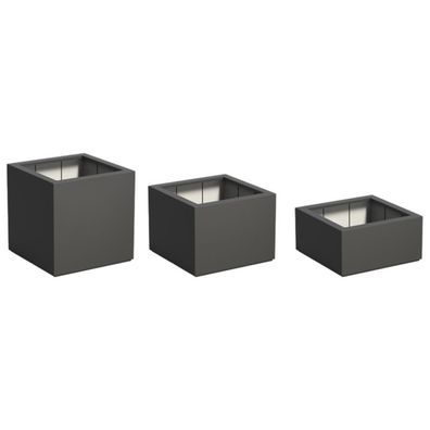 Adezz Pflanzgefäß Carrez mit Boden Fiberglas Pflanzkübel Blumenkübel schwarz