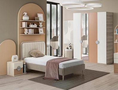 Kinderzimmer Set Bett Nachttisch Kleiderschrank Elegant Modernes Design 3-teilig