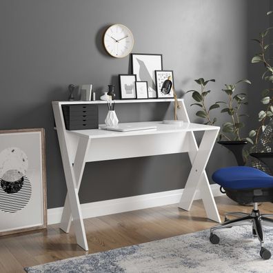 Montreal - Schreibtisch, Gamingtisch, Computertisch, mit Bildschirm-Ebene, weiß