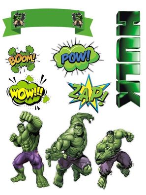 Hulk Essbar Superhero Tortenaufleger Torte Geburstag Zuckermasse + NAME
