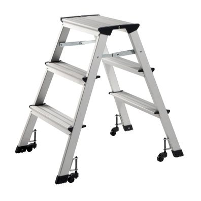 Alco Trittleiter mit Rollen Aluminium 3-stufig 62cm silber