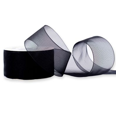 Organzaband 38mm x 25m Rolle Schwarz